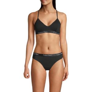 Calvin Klein Women's Motive Cotton Lightly Lined Bralette (Small, Black)