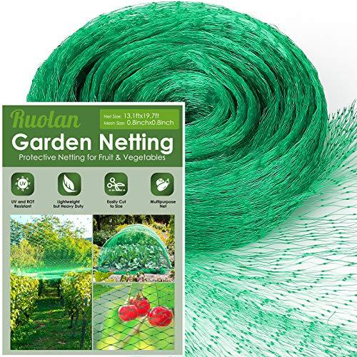 Ruolan Bird Netting for Garden Protect Vegetable Plants and Fruit Trees 13x20Ft, Plastic Trellis Netting for Birds, Deer,Squirrels and Other Animals