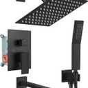 gotonovo Shower System with Tub Spout Wall Mounted Rain Shower Head and Handle Combo Shower Faucet Set with Valve, 8 Inch, Matte Black