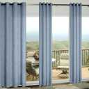 Pitalk Blue Curtains 108 Inches Long for Sliding Glass Door 2 Panels Set Grommet Linen Light Filtering Semi Sheer Curtains for Living Room Back Door Backyard 52x108 Inch Length Grey Dusty Blue