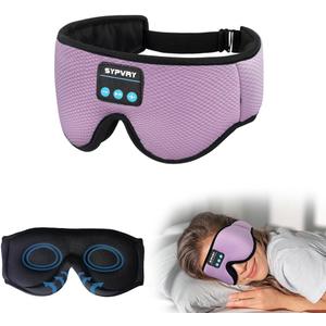 Sleep Mask Bluetooth Headphones Soft Wireless Headband Eye Mask Blackout with Microphone (Purple)