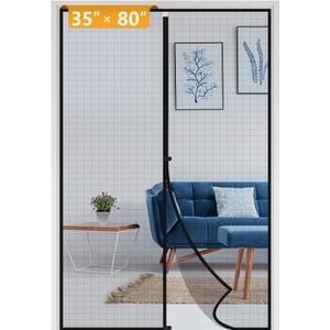Yotache Magnetic Screen Door Fits Door Size 35 x 80, Screen Size 37" x 81" Reinforced Fiberglass Net Curtain Easy Installation for Walk Through Door Black