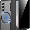 Miimall for Samsung Galaxy Z Fold 6 Case with Screen Protector, [Privacy Screen Protector], [Compatible with Mag-Safe] [Magnetic Hinge Protector] Shockproof Semi-Transparent Case for Z Fold 6, Black