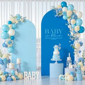 Baby Blue and Royal Blue Arch Cover 2 Set-7.2FT, 6FT Arch Backdrop Cover Spandex Fitted Wedding Arch Stand Covers for Baby Shower Boy Birthday Party Wedding Banquet Photo Background Decorations