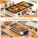 Electric Indoor Grill 1500W -2 in 1 Smokeless Indoor Grill for Kitchen with Non-stick Removable Grill & Griddle Plate,Temperature Control Korean BBQ Grill with 3 Cheese Pans Dishwasher Safe
