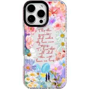 for iPhone 14 Case, Romantic Floral Pattern with Poetic Quote, Military-Grade Drop Protection, Cute Soft Slim TPU Protective Cover with Camera Protection for Women & Girls