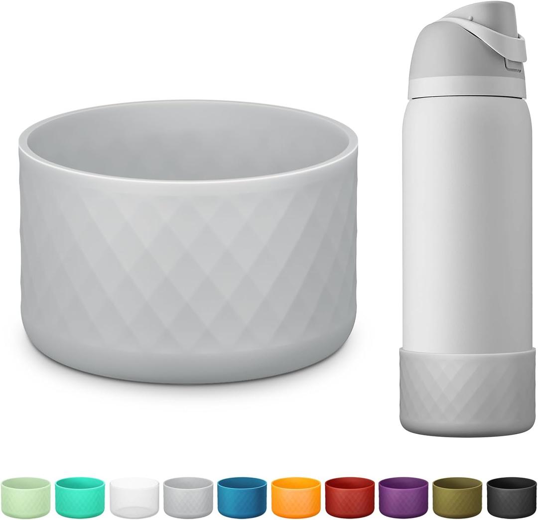 Silicone Boot for Owala Water Bottle 24 oz 32 oz 40 oz, Anti-Slip Protective Sleeve for FreeSip/Twist/Flip Stainless Steel Water Bottles Accessories (gray)