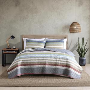 Eddie Bauer - Full/Queen Quilt Set, Cotton Reversible Bedding with Matching Shams, Lightweight Home Decor for All Seasons (Salmon Ladder Multi, Full/Queen)