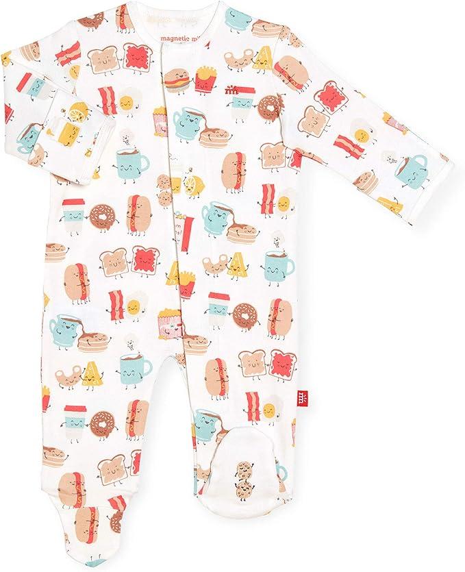 3 pack Magnetic Me 100% Organic Cotton Magnetic Baby Footie Pajamas | Super Soft Cotton Fabric | Size Preemie