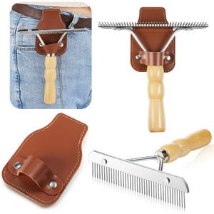 Blulu 1 Set Horse Show Comb Brush Holder Cattle Horse Race Grooming Brush Show Comb Derby Day Horses Mane and Tail Brushes with Wood Handle Livestock Supplies for Cow Pet Dog Cattlles Cows Goat Sheep
