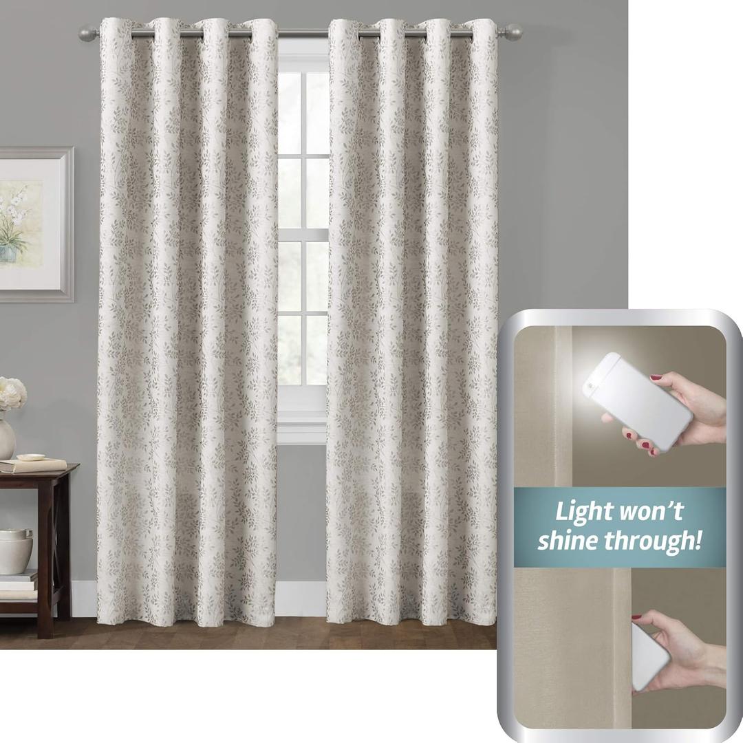 Zenna Home 100% Blackout Window Curtain, Everly Room Darkening, Easy to Install with Grommet Top (1 Panel), 40 inches x 84 inches, Ivory
