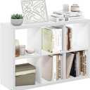 Furinno CUBICLE Book Shelf, 6-Cube Bookshelf, Extra Thick Frame Horizontally & Vertically Reversible Bookcase with Open Back, 14.6" x 44" x 30", for Living Room, Bedroom, Home Office, White