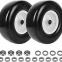AR-PRO (Pack of 2) 13 x 5.00-6" Flat Free Tire and Wheel, Replacement Solid Lawn Mower Tires with Rim, 3" Centered Hub and 3/4" Extra 5/8" Bearings - Fit for Most Riding Mower, Garden Lawn Tractor (White(Smooth Tread))