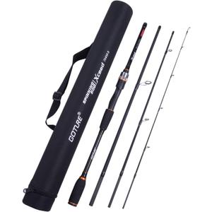 Goture Travel Fishing Rods, 4 Piece Fishing Pole with Case/Bag, Casting/Spinning Rod,Ultralight Fishing Baitcasting Rod 7ft for Saltwater Trout, Bass, Walleye, Pike (Spinning/10'-mf/M, 4 Piece Fishing Rod - Black)