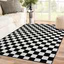 LUXE WEAVERS Checkered Black and White Geometric 5x7 Area Rug (5 ft x 7 ft)