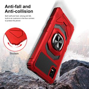 for Cricket Vision Plus - Shockproof Protective Phone Case with Ring Stand - RS7 Red