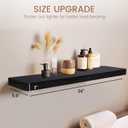 Floating Shelves 24 Inches Long, Set of 2 Solid Rustic Wood Wall Mounted Shelves, Wall Picture Ledge Shelf with Invisible Metal Brackets for Living Room, Bedroom, Bathroom, Black