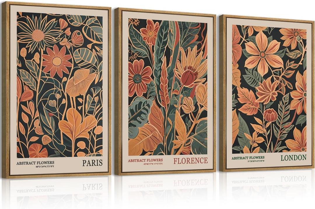ANHUIB Floral Wall Art 16x24 Inch Large Vintage Botanical Wall Decor Retro Floral Blossom Paintings Modern Plant Art Prints Set of 3 for Living Room Bedroom Office (24L" x 16W", Vintage Floral)