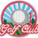 2 x Golf Patches Iron On, Sports Embroidered Patch Fabric Applique, Pink Golf Club Iron On Patches for Clothes, Clothing, Jackets, Backpacks, Vest, Jeans, Hats, Caps & Demin. (1 Piece)