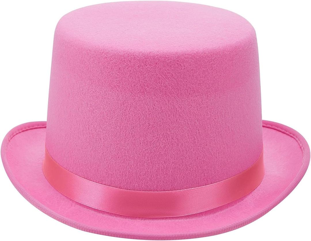 Top Hats for Adults and Kids Costume Magician Hat Prom Dance Deluxe Felt Tuxedo Dress Up Formal Hat-Unisex (31cm*27cm, 01-pink)