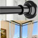 Tension Curtain Rod Long Curtain Rods No Drilling 43-100 Inch Adjustable Black Shower Curtain Rod 1.1 Inch Diameter Thick Heavy Duty Shower Rod for Windows Bathroom Outdoor No Rust
