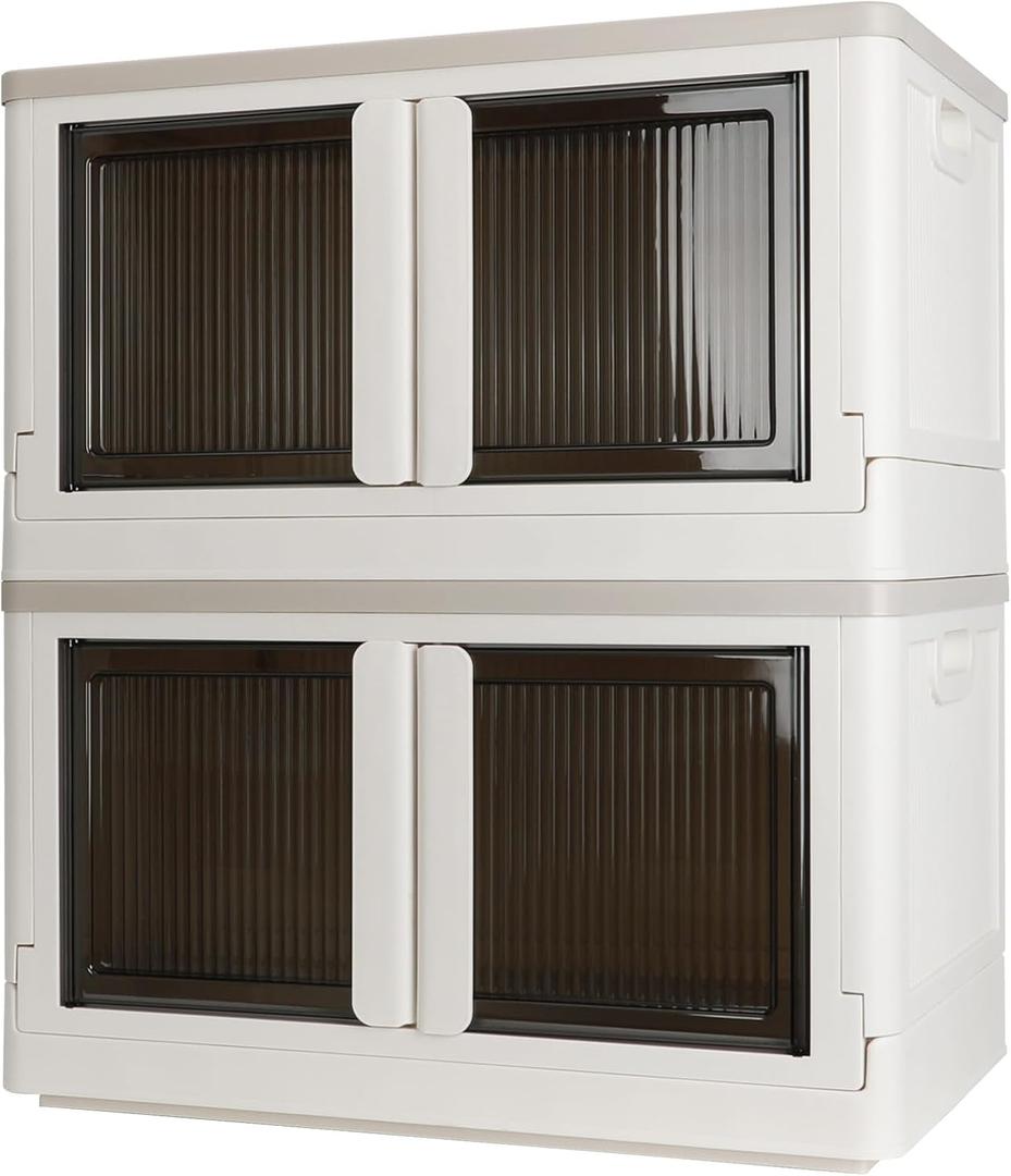 Storage Box, Cabinet with Lids, Extra Large Useful Box, 19 Gallons (72L) Capacity (Each One), 2 Packs, Collapsible, Installation Free, Nice for Home Organization