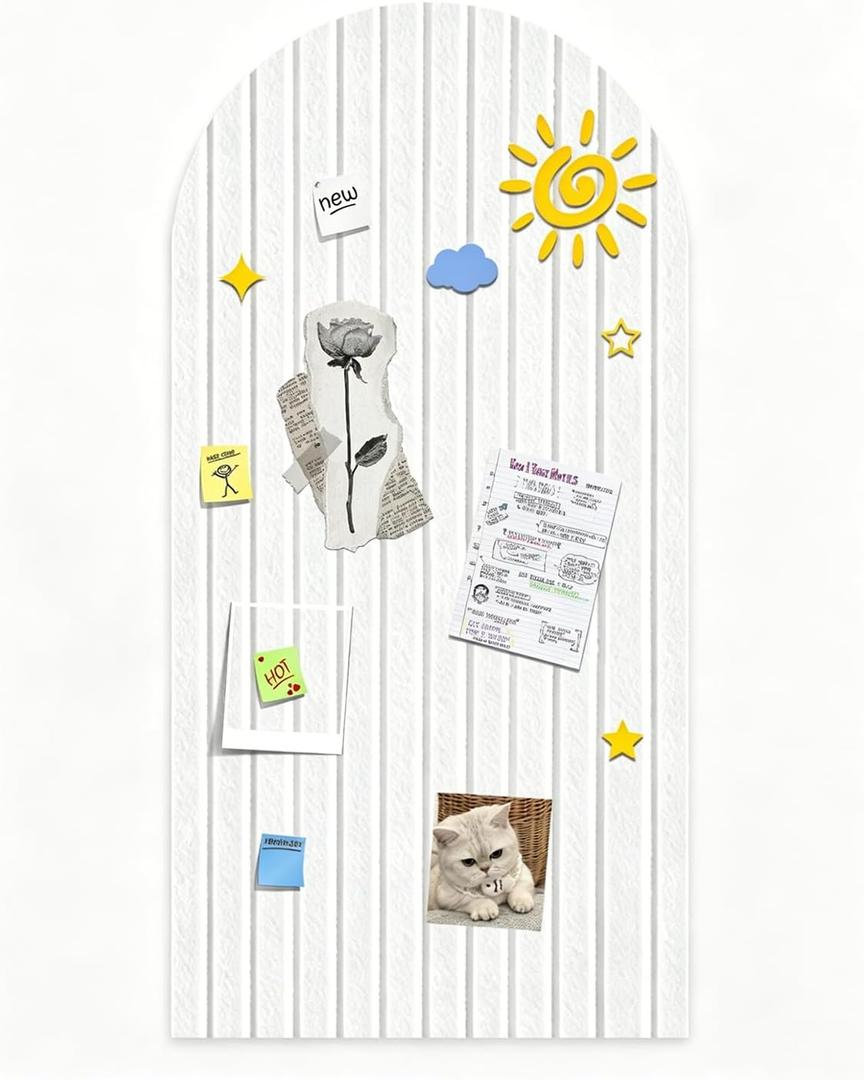 47×24" Thick Arch Felt Pin Board, 0.35" White Self Adhesive Bulletin Board