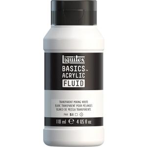 Liquitex BASICS Acrylic Fluid Paint, 118ml (4-oz) Bottle, Transparent Mixing White
