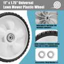 11" Rear Wheels Replacement for Arnold 490-325-0023, 11" x 1.75" Universal Lawn Mower Plastic Wheel Compatible with MTD, Craftsman, Toro, Self Propelled Walk-Behind Lawnmower 2 Pack