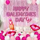 Galentines Day Decorations, 80PCS Balloons, Pink Foil Backdrop, Happy Galentines Day Balloons for Girls Ladies Bachelorette Party Decor