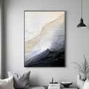 Hand Painted White and Black Seascape Oil Painting For Living Room, Large Framed Abstract Office Wall Art,3D Textured Modern Artwork for Bedroom Home Decoration 28x40 inches