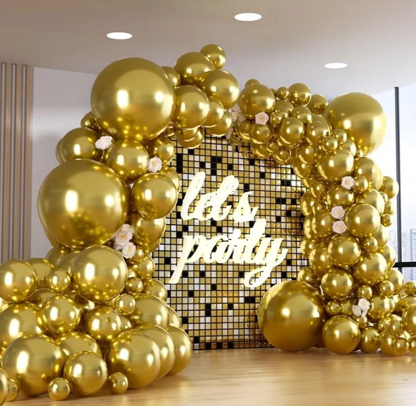 10 Pack Gold Balloons Bow Party Decorations