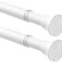 2 Pack Spring Tension Curtain Rod 32-76 inch, Adjustable Expandable Tension Curtain Rod No Drilling, Tension rods for Window Doorway Kitchen Curtain, White