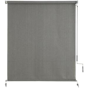 SUNOFF Outdoor Roller Shades，Cordless Patio Roller Up Blinds with Shade Cloth for Porch Gazebo Pergola Balcony Backyard，2 Poles & 1 Fabric，Grey，96" Wx72 H