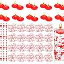 Fumete 40 Pcs Red Wedding Floating Candles Pearl Strings for Centerpieces Small Unscented Floating Wedding Candles Vase Fillers Table Decoration for Anniversary Birthday Engagement Home Decor