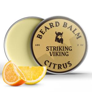Striking Viking Beard Balm for Men  Light Hold, Citrus, 2 Oz - Leave-in Beard Conditioner with Shea Butter, Tea Tree, Argan & Jojoba Oils - Smooth, Shape, Moisturize & Soften Coarse, Dry Facial Hair (2 Ounce (Pack of 1))