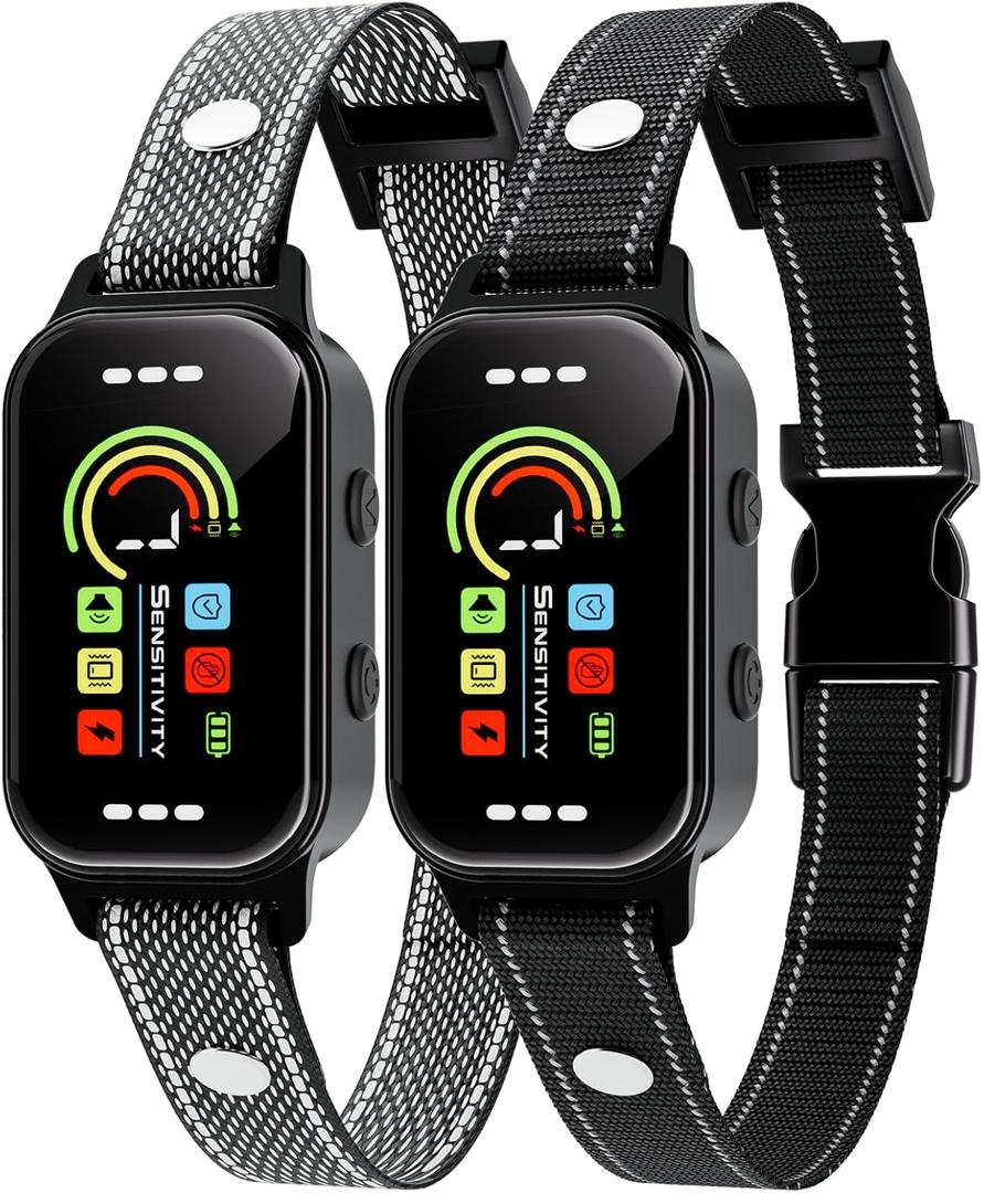 Smart Bark Collar 2 Pack,Bark Collar for Large Medium Small Dogs 8-120lbs,Rechargeable Anti Bark Training Collar with 7 Adjustable Sensitivity, Barking Collar with Beep Vibration (Black)