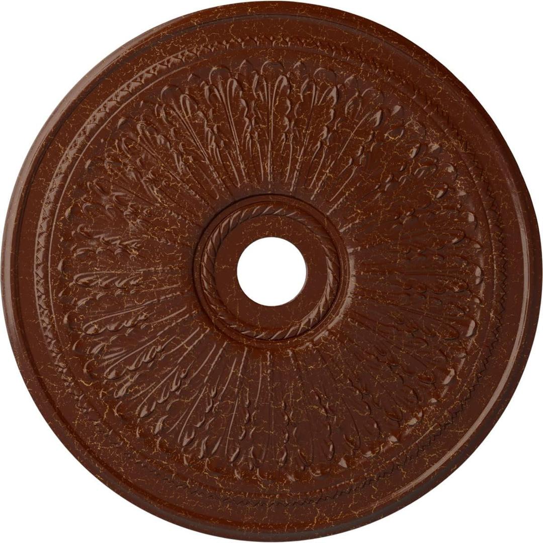 Ekena Millwork CM29OABMC - 29 1/8"OD x 3 5/8"ID x 1"P Oak leaf Ceiling Medallion (Fits Canopies up to 6 1/4") - Ceiling Medallion, Burnished Mahogany Crackle