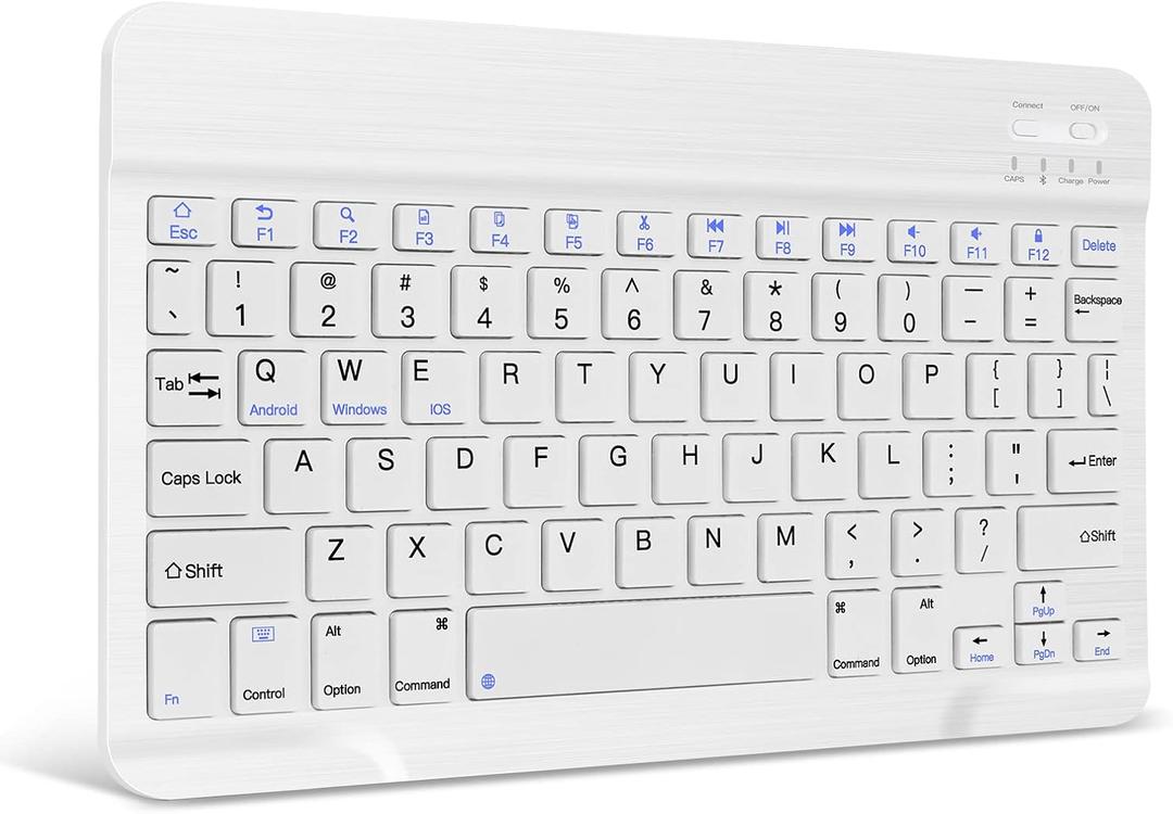 XIWMIX Ultra-Slim Wireless Bluetooth Keyboard - Universal Rechargeable Portable, Compatible with iPadAll Models 11th/10th, iPad Pro, iPad Air, iPad mini, Galaxy Tablet, iOS, Android, Windows Devices (White)