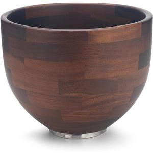 XIMISISE Acacia Wood Mixing Bowl Compatible with 4.5-5 Qt Tilt-Head Stand Mixers, Natural Wooden Bowls with Stainless Steel Locking Base