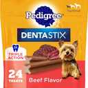 Pedigree Dentastix Dental Chews for Dogs, Small and Toy Breed Dog Treats, Beef Flavor, (7) 24ct Bags (168 Treats Total) (EXP 05/20/27)