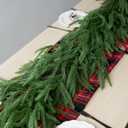 Artificial 9Ft Norfolk Pine Garlands, Real Touch Christmas Winter Pine Garland, Thick Deluxe Faux Green Greenery Garland for Table, Fireplace, Stairs, Mantle, Indoor Outdoor Christmas Decorations