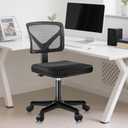 DUMOS Armless Desk Chairs with Wheels, Ergonomic Adjustable Home Office Swivel Rolling Task Chair No Arms, Comfy Mesh Mid Back Computer Work Vanity Desk Seat for Small Spaces, Black