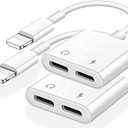 [Apple MFi Certified] 2PACK iPhone Lightning to 2 Lightning Adapter, Dual Lightning AUX + Charger Adapter Dongle Cable Splitter Compatible for iPhone 12/11/SE/X/XR/XS/8/7/6 Support Call + Charging