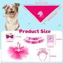 Dog Birthday Party Supplies Set - Happy Birthday Banner, Bandana, Bow Tie, Hairband, Tutu Skirt - Complete Decorations for Your Pup's Celebration(Pink)