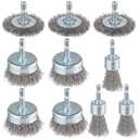 Rocaris 10-Pack Carbon Steel Wire Wheel, Cup, Pen Brush Set with 1/4-Inch Hex Shank for Rust Removal, Corrosion and Scrubbing Surfaces