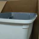 Amazon Basics Large Cat Litter Box with High Sides, Open Top for Easy Access, Includes Scoop with Storage, 19" x 15" x 11.75", Grey/Beige