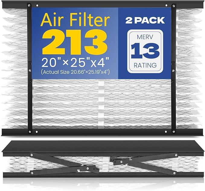 2-Pack 213 Replacement Filter Compatible with Aprilaire Whole House Air Purifiers, Models 1210, 1620, 2210, 2216, 3210, 4200, MERV 13, Size: 20x25x4(Actual Size 20.66''x25.19"x4)