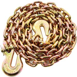 1/2 Inch x 10 Feet Transport Binder Chain G80 Safey Tow Chain with Grab Hooks 12000 Lbs Safe Work Load for Transporting Towing Tie Down Binding Equipment, 1/2" x 10'-Yellow