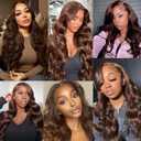 26 28 30 Inch Chocolate Brown Body Wave Human Hair Bundles #4 Body Wave Bundles Unprocessed Brazilian Mixed Length Brown Bundle Hair Extensions 50 Gram Per Bundle